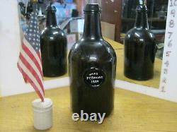 Magnificent Sand Pontiled Black Glass 1820 P. C. Brooks Blob Seal Wine Cylinder