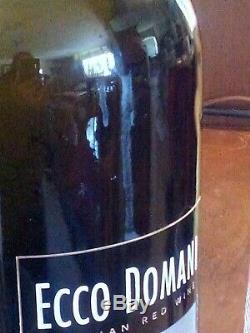 Magnum Bottle Wine SIGNED ETCHED BLACK RED SILVER GLASS 3L XX Ecco Domani 1996
