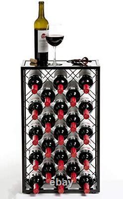 Mango Steam 23 Bottle Wine Rack with Glass Table Top Black