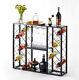 Mango Steam Wine Rack Console With Glass Table Top (34 Bottle, Black)