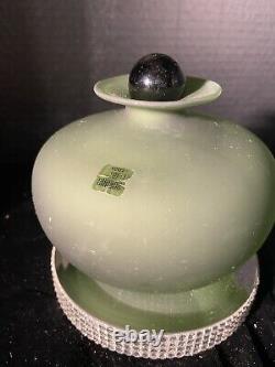 Marcello Furlan for L. I. P. Vintage Black and Frosted Green Murano Glass Bottle