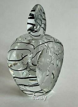 Marialyce Hawke Art Glass Perfume Bottle Signed Swirled Etched Black Detailing