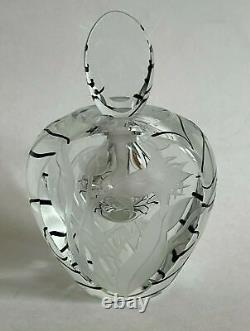 Marialyce Hawke Art Glass Perfume Bottle Signed Swirled Etched Black Detailing