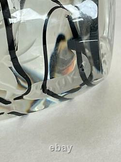 Marialyce Hawke Art Glass Perfume Bottle Signed Swirled Etched Black Detailing