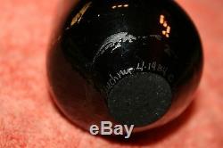 Marked Matthew Buechner 4-1984 (C) BGH Gold Leaf on Black Glass Perfume Bottle