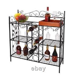 Metal 6 Shelf 12 Bottles Wine Bottle Glass Cup Rack Book Storage Kitchen Bar