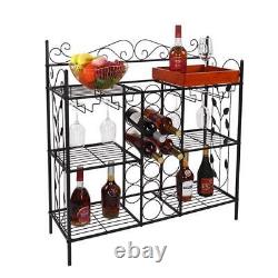 Metal 6 Shelf 12 Bottles Wine Bottle Glass Cup Rack Book Storage Kitchen Bar