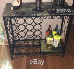 Metal Wine Rack Floor Furniture Table Free Standing Storage Bottle Glass Holder