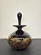 Michael Nourot Glass Studio Hand Blown Perfume Bottle Signed 5.75 Black Gold