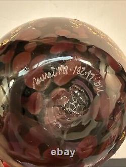 Michael Nourot Glass Studio Hand Blown Perfume Bottle Signed 5.75 Black Gold