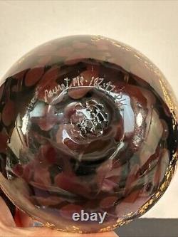 Michael Nourot Glass Studio Hand Blown Perfume Bottle Signed 5.75 Black Gold