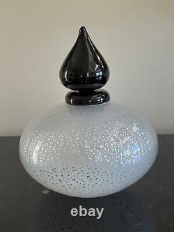 Mid-Century Modern Italian Murano Black & White Flecks Art Glass Perfume Bottle