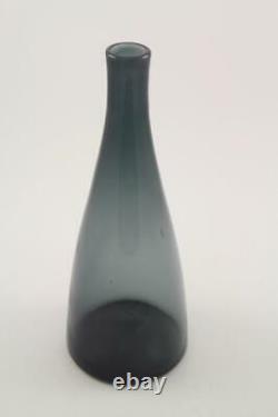 Mid Century Vintage Blenko Smoke Charcoal Decanter Genie Bottle Crystal Stopper