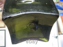 Mint 1780 Open Pontiled Black Glass10 1/8 Square Shoulder Dutch Case Gin
