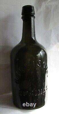 Missisquoi A Springs Vermont Spring Water Quart Bottle Dark Olive Black Glass