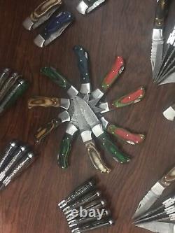 Mix 40 piece. Custom Hand Made Forged Damascus Steel Folding Pocket Knife