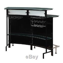Modern Free Standing Bar Home Pub with 8 Bottle Wine Rack Steamware Tempered Glass