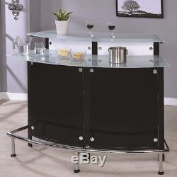 Modern Free Standing Bar Home Pub with 8 Bottle Wine Rack Steamware Tempered Glass