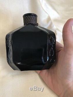 Mon Peche Poiret Paris Black Glass Octagonal Perfume Bottle, Excellent Cond