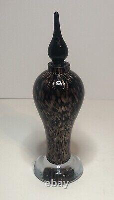 Murano Black & Copper Flake Art Glass Perfume Bottle Hans Blown with stopper 8