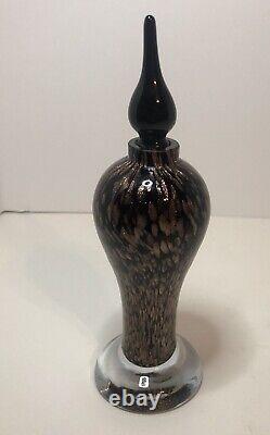 Murano Black & Copper Flake Art Glass Perfume Bottle Hans Blown with stopper 8