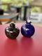 Murano Cobalt Blue & Gold Black & Gold Iridescent Glass Perfume Bottles