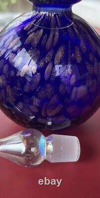 Murano Cobalt Blue & Gold Black & Gold Iridescent Glass Perfume Bottles