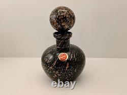 Murano Glass Decanter Perfume Bottle withStopper-Aventurine Copper & Black Art