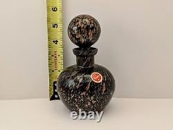 Murano Glass Decanter Perfume Bottle withStopper-Aventurine Copper & Black Art