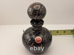 Murano Glass Decanter Perfume Bottle withStopper-Aventurine Copper & Black Art