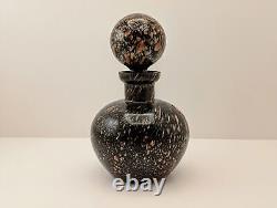 Murano Glass Decanter Perfume Bottle withStopper-Aventurine Copper & Black Art