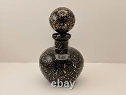 Murano Glass Decanter Perfume Bottle withStopper-Aventurine Copper & Black Art