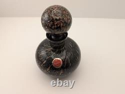 Murano Glass Decanter Perfume Bottle withStopper-Aventurine Copper & Black Art