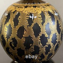 Murano Glass Gold Black and hand Painted Perfume Bottle