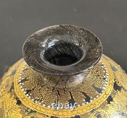 Murano Glass Gold Black and hand Painted Perfume Bottle