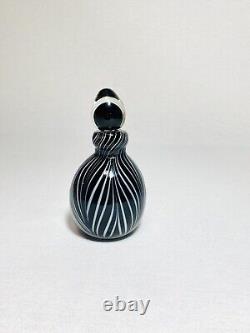 Murano Glass Hand Blown Black & White Swirl Perfume Bottle