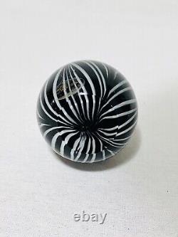 Murano Glass Hand Blown Black & White Swirl Perfume Bottle