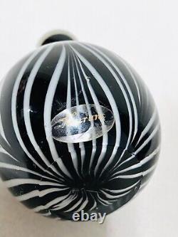 Murano Glass Hand Blown Black & White Swirl Perfume Bottle