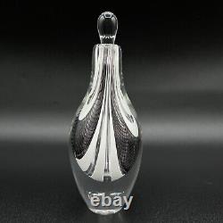 Murano MCM Signed Art Glass Latticino Black & White Swirl Stripe Perfume Bottle