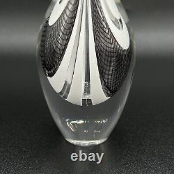 Murano MCM Signed Art Glass Latticino Black & White Swirl Stripe Perfume Bottle