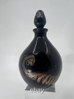 Murano Venetian glass Perfume bottle black gold bronze