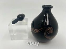 Murano Venetian glass Perfume bottle black gold bronze