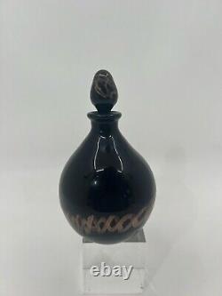 Murano Venetian glass Perfume bottle black gold bronze