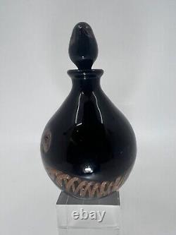 Murano Venetian glass Perfume bottle black gold bronze