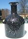 Murano Art Black Glass Decanter / Bottle Amethyst Silver Flakes Art Deco Vase