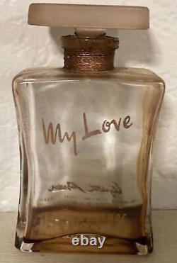 My Love Elizabeth Arden Glass Perfume Bottle, Figural Stopper Corded EMPTY 5