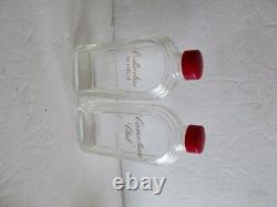NOS Travel Whiskey Glass Bottles Flasks (4) in Plaid Bag Wooden Carrying Case