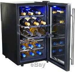 NewAir Freestanding Wine Beverage Cooler Double-paned Glass Door 18 Bottle