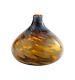 New 11 Hand Blown Art Glass Teardrop Vase Bottle Black Amber Decorative