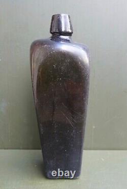 Nice Antique Dark green glass square gin bottle Dutch or English 18th/19th c